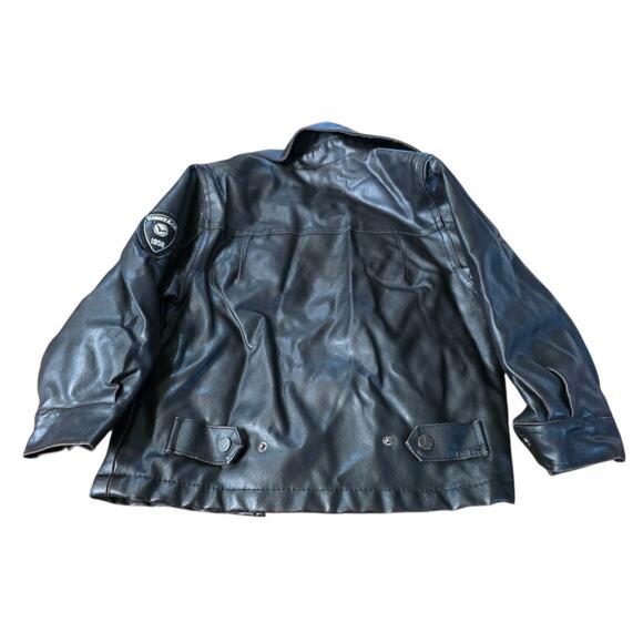 HAWKE & CO Outfitter Black Faux Leather Jacket Kid SZ 4T Motorcycle Biker Grease - Picture 2 of 9